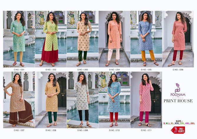 POONAM PRINT Latest Designer Fancy Festive Wear  cotton Printed Kurtis Collection 